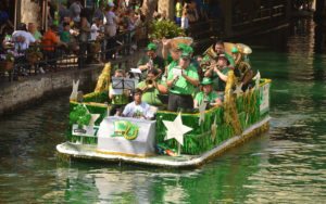 St. Patrick's Day boat on river